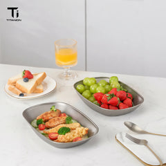 Pure Titanium Multifunctional Plate, Outdoor Camping Steaming & Salad Dinner Plate