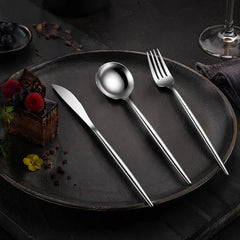 Stainless Steel Dessert Cutlery Set Bright Silver, Dessert Knife Fork Spoon 3-Piece Tableware Kit