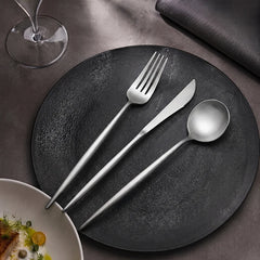 Stainless Steel Cutlery Set Brushed Silver, Knife Fork Spoon 3 Pieces Tableware Kit