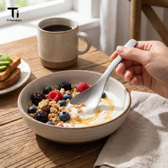 Pure Titanium Spoon, Lightweight Soup Dessert Spoon for Home Kitchen Outdoor Camping