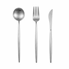 Stainless Steel Cutlery Set Brushed Silver, Knife Fork Spoon 3 Pieces Tableware Kit