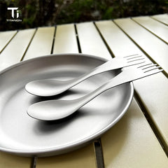 Pure Titanium 2-in-1 Spork, Lightweight Dual Purpose Spoon Fork Combo, Portable Outdoor Camping Tableware