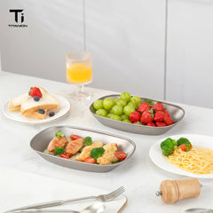 Pure Titanium Multifunctional Plate, Outdoor Camping Steaming & Salad Dinner Plate