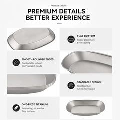 Pure Titanium Multifunctional Plate, Outdoor Camping Steaming & Salad Dinner Plate