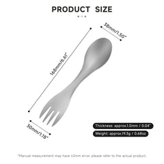 Pure Titanium 2-in-1 Spork, Lightweight Dual Purpose Spoon Fork Combo, Portable Outdoor Camping Tableware
