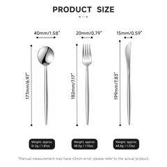 Stainless Steel Dessert Cutlery Set Bright Silver, Dessert Knife Fork Spoon 3-Piece Tableware Kit