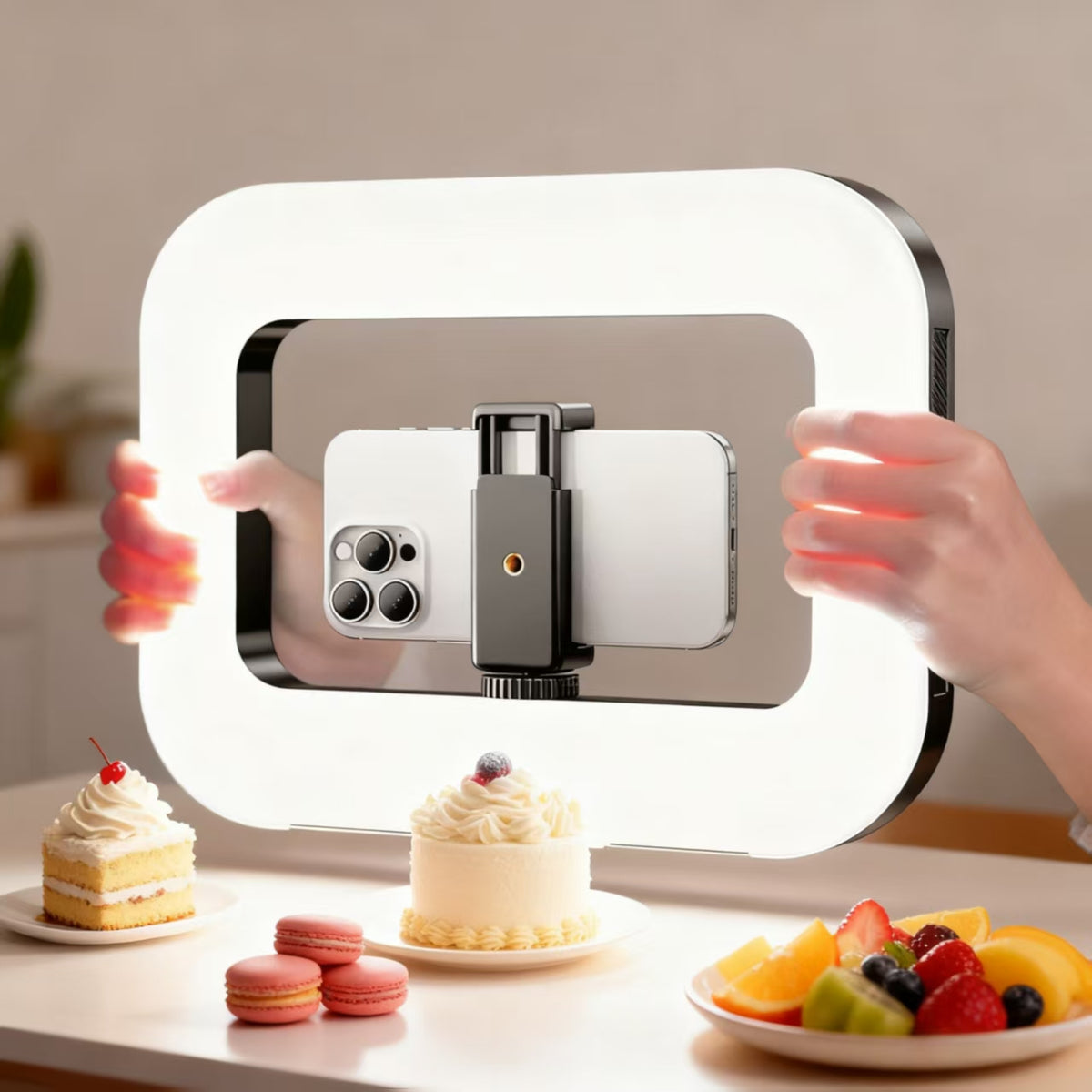 20W Portable Ring Light with bracket-8000mAh 3 color temperatures